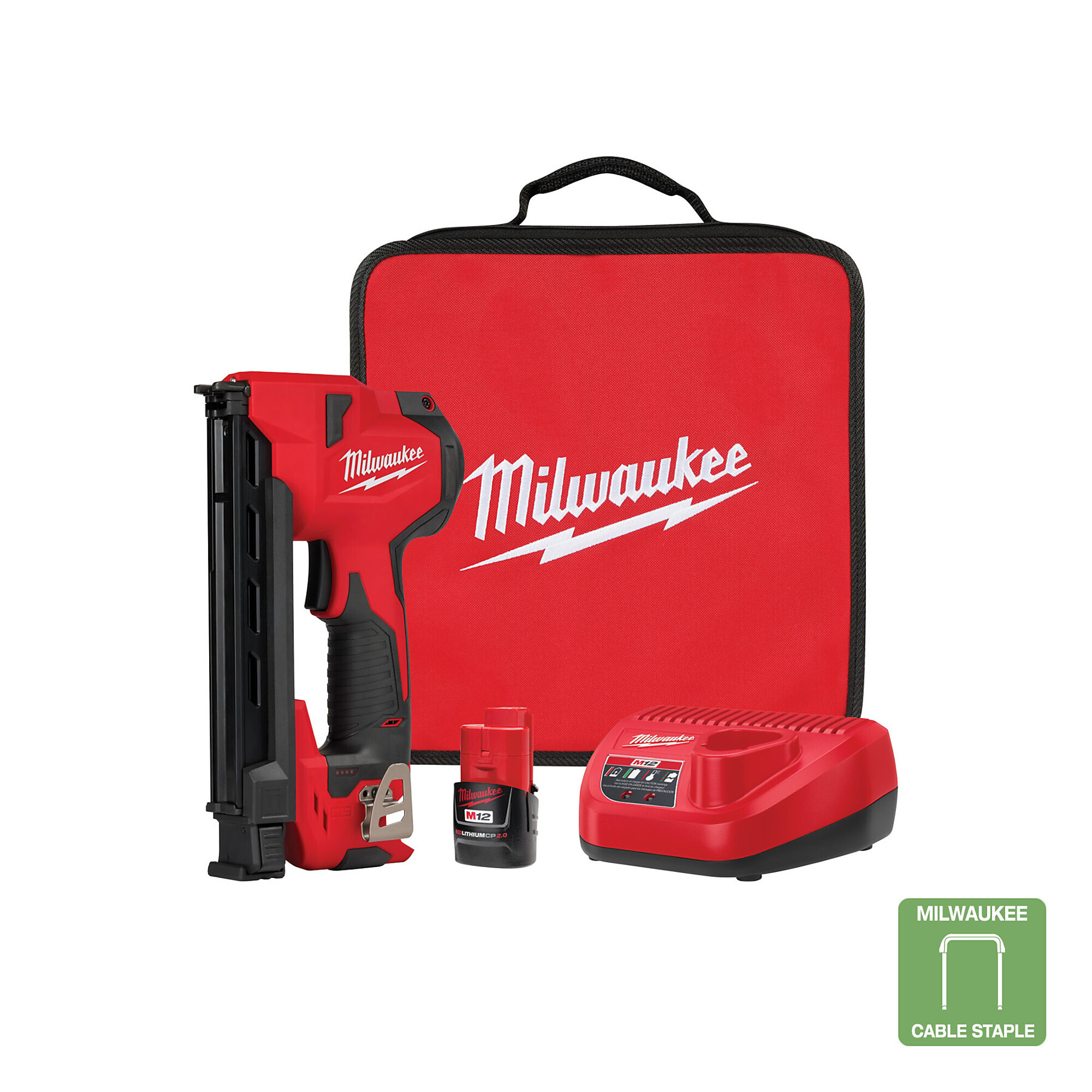 Milwaukee M12 12V Cordless Cable Stapler Kit - 1-inch (2448-21)